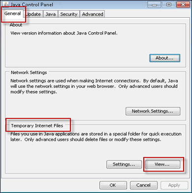 Figure 13 - Java Control Panel: General Tab