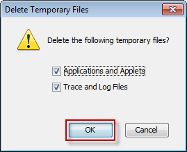 Figure 18 - Deleting Temporary Internet Files: Confirmation