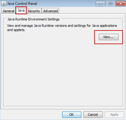 Figure 9 - Java Control Panel