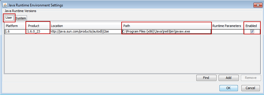 Figure 10 - JRE Settings