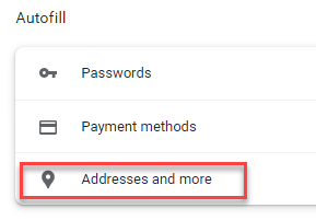 Figure 4 - Disable Save and fill Address